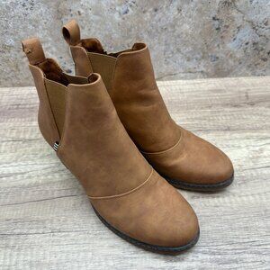 Vepose New York Ankle Boots Women's Size 9M Tan Pull On Wedge Round Toe
